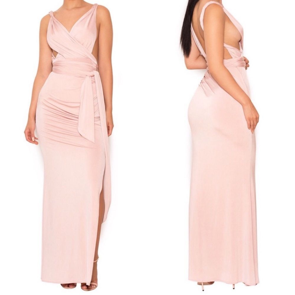 House of CB Dominique Draped Backless Sexy Gown Sz L